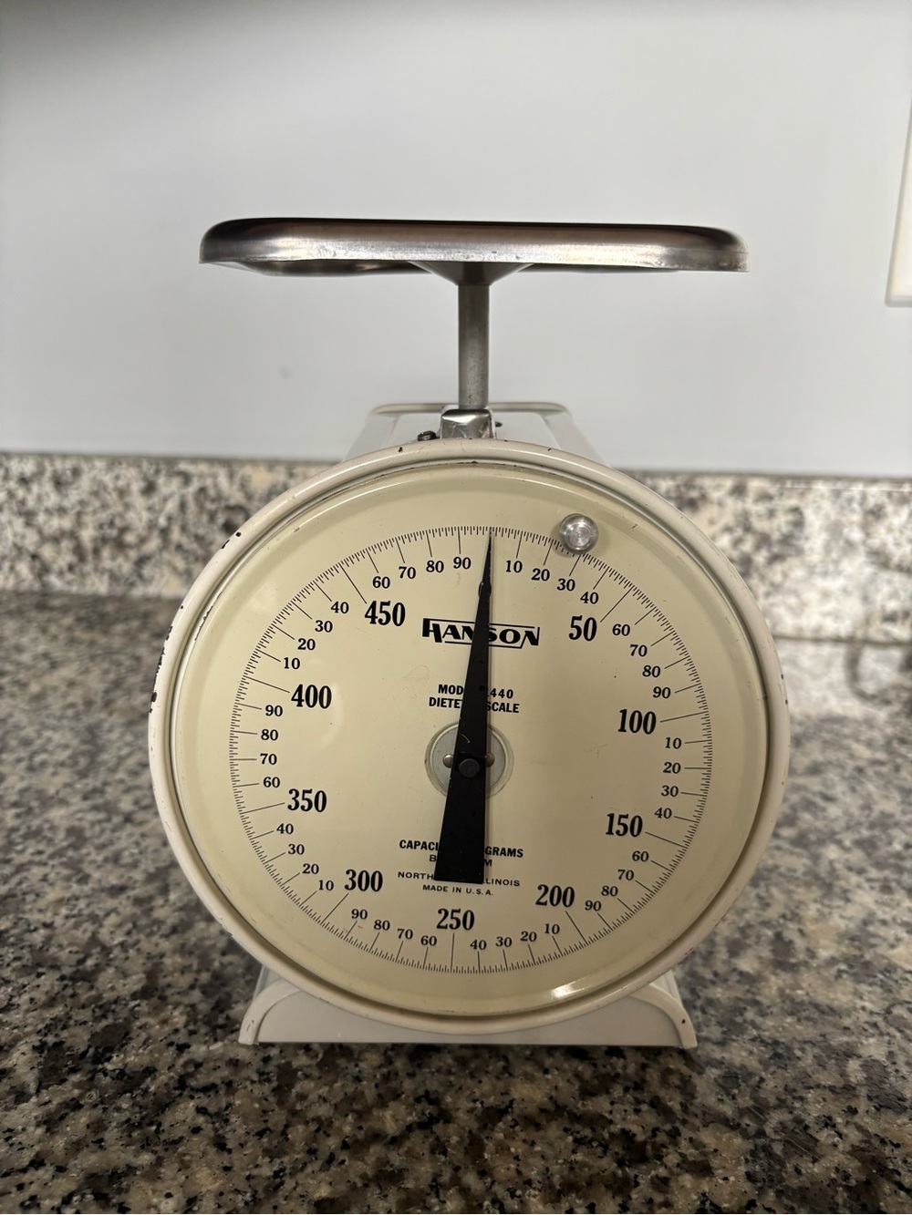 Vintage Hanson Scale Co. Stainless Steel Enameled Manual Kitchen Scale Farmhouse